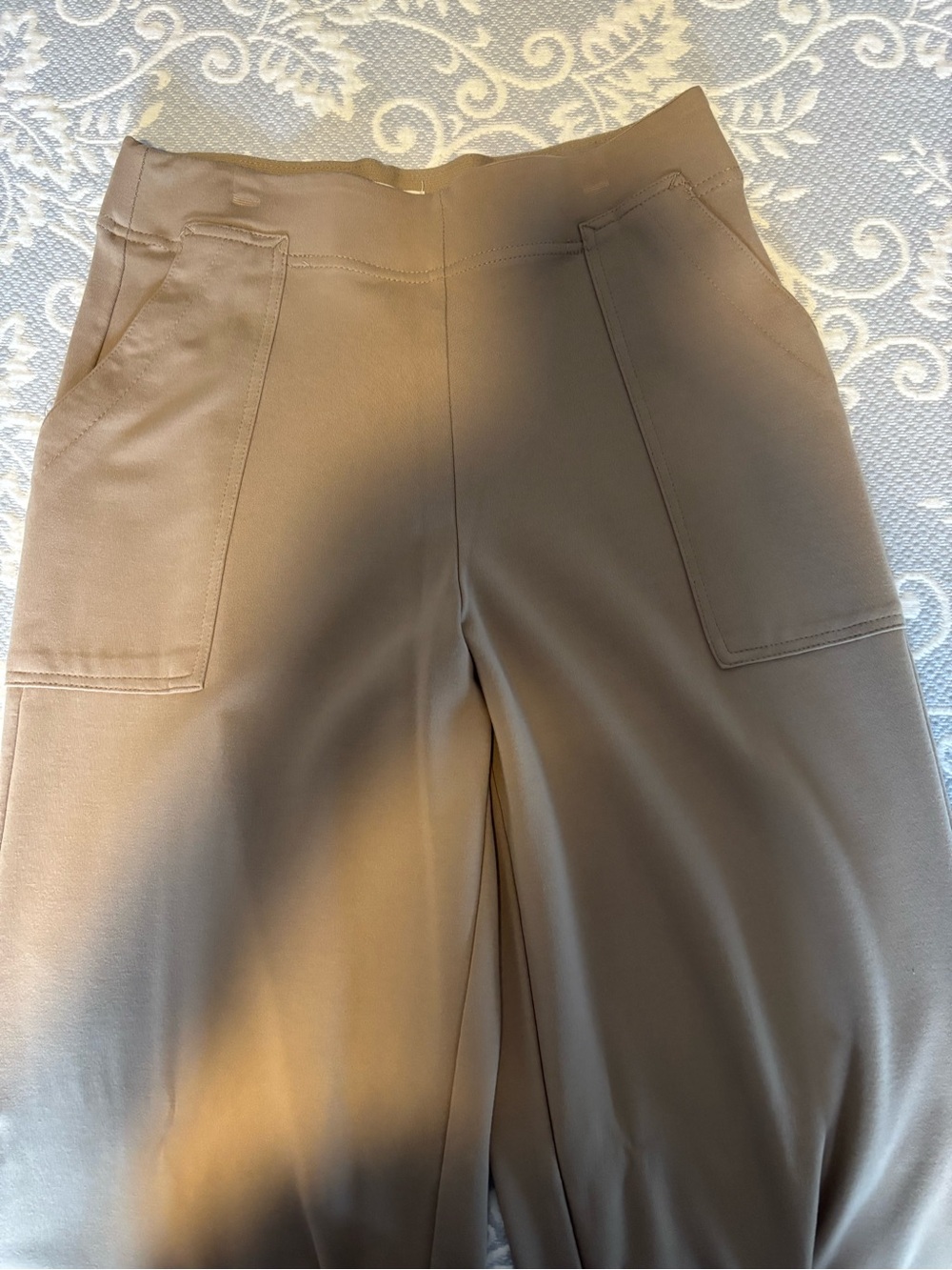 Max Studio Taupe Ponte High-Rise Wide Leg Pants